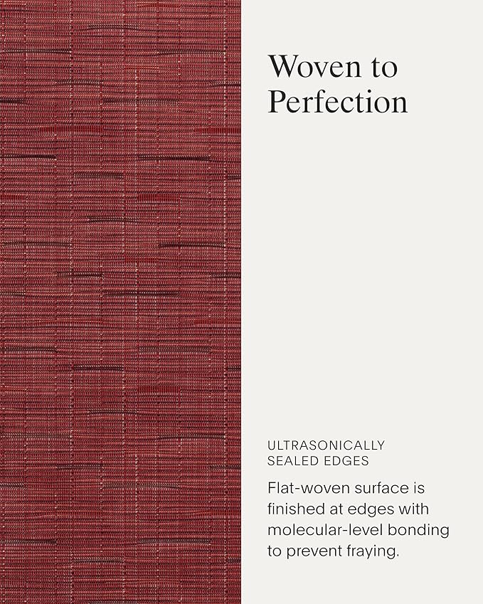 Chilewich Bamboo Placemats Set of 4 - Round Woven Placemats - Reusable, Stain-Resistant, Indoor/Outdoor Tabletop Protection - 15" - Cranberry