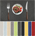 Blue Forest Placemats Set of 8,Dual-Layered Thickened Faux Linen Table Mats Heat Resistant Machine Washable Wrinkle Free Place Mats for Kitchen Dining Outdoor/Indoor (Dark Green)
