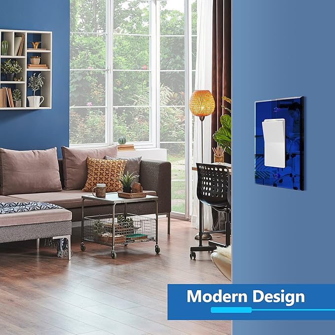 LIDER Reflective Acrylic Decorator Wall Plate, Mirrored Light Switch Plate, Plexiglass Outlet Cover, Acrylic Glass, Oversized 1-Gang 5.25" x 3.44", LWP-31O-ABL, Blue