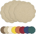 AHHFSMEI Round Faux Linen Placemats Set of 4 Waterproof Table Mats Heat Resistant Non-Slip and Stain Proof for Kitchen Dining Elegant Decor (Linen Beige,4)