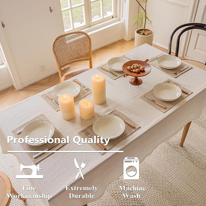 Home Brilliant Linen Place Mats Set of 4 Heat Resistant Dining Table Place Mats Cloth Placemats Kitchen Table Mats Placemat, Burlap