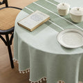 ZeeMart Contrast Linen Round Tablecloth 60 Inch Green, Farmhouse Style Round Table Cloth Heavy Weight Sage Green Tablecloths, Water Resistant Burlap Table Cloths