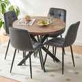 Round Kitchen Table and Chairs Set for 4, 37" Round Dining Table MDF Faux Wood Tabletop, Grey Velvet Dining Chairs Upholstered Side Chair with Back