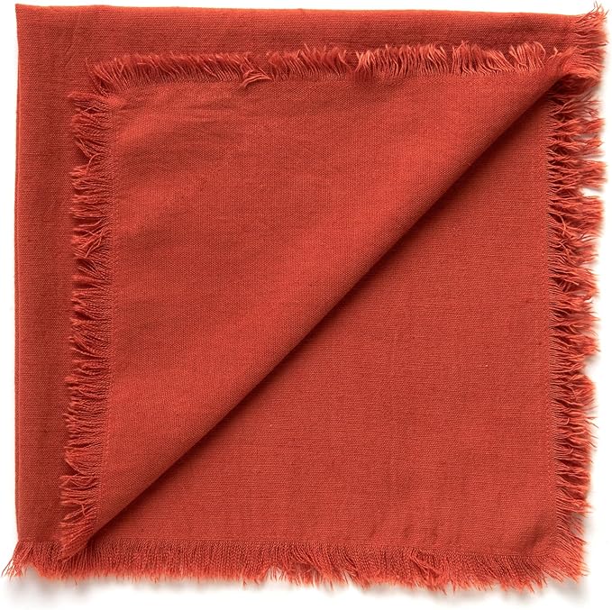 ACCENTHOME Cotton Rust Cotton Linen Napkin Set of 6 18x18 inch Dinner Napkins - Washable Soft Premium Hotel Quality Reusable Napkins Perfect Table Napkins for Family Dinners, Weddings & Everyday Use