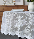 Warm Home Designs 90 Inch Round Tablecloth with English Rose Design. Use as Circle Tablecloth, Rustic Tablecloth or as Elegant Lace Table Cloth. White Table Clothes for 6-8 Guests. LTC White 90"