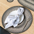 Homespice Flint Hill Round Braided Placemats, Warm Primitive Decor, Set of 2, 15", Grey Jute Table Mats - Vibrant Colors, Durable, Easy to Clean and Protects Furniture