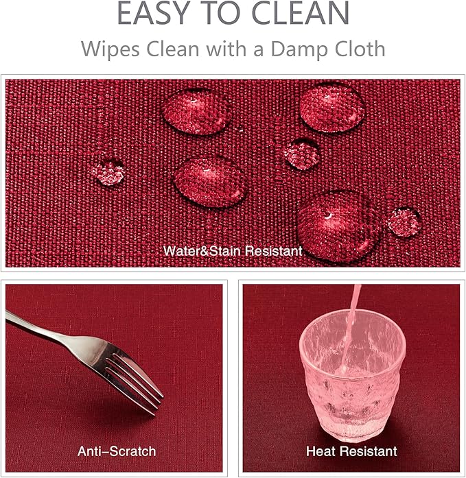 Rectangle Tablecloth Waterproof 60x84 inch Linen Textured Table Cloth Stain and Wrinkle Resistant Washable, Decorative Fabric Table Cover for Dining, Party and Camping, Red
