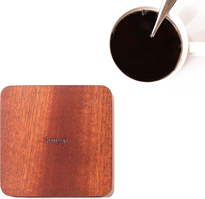 Stuttgart Map Coaster by O3 Design Studio, Set Of 4, Sapele Wooden Coaster With City Map, Handmade