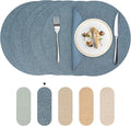 Round Wipeable Placemats Set of 2 – Faux Leather Round Table Mats, Waterproof & Washable Vinyl Placemats, Circle Design for Dining Table Decor– Charcoal Blue