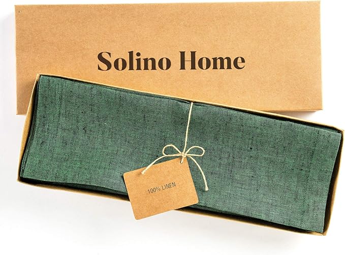 Solino Home Linen Square Placemats Set of 4 - Forest Green Placemats 14 x 14 Inch - 100% Pure Linen Table Mats for Winter, Easter, St Patricks Day - Athena