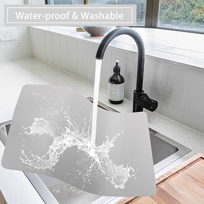 Wipeable Placemats Leather Table Mats Waterproof Heat-Resistant Easy to Clean for Dining Table Set Kitchen Table (6, Slate Grey)