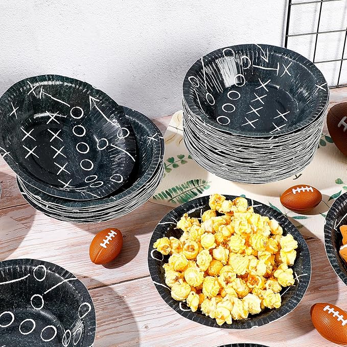 50 Pcs 16oz Football Paper Bowls - Football Party Snack Bowls Supplies for Game Day Hot Cold Soup Salad Dessert Home Cereal Holiday Decoration