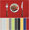 Blue Forest Placemats Set of 8, Dual-Layered Thickened Faux Line Table Mats Heat Resistant Machine Washable Wrinkle Free Place Mats for Kitchen Dining Outdoor/Indoor (Red)