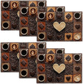 Coffee Placemats Set of 6, Cafe Table Mats, Washable Place Mats for Coffee Bar Home Party Indoor Kitchen Dining Table Decoration 12x18 Inch