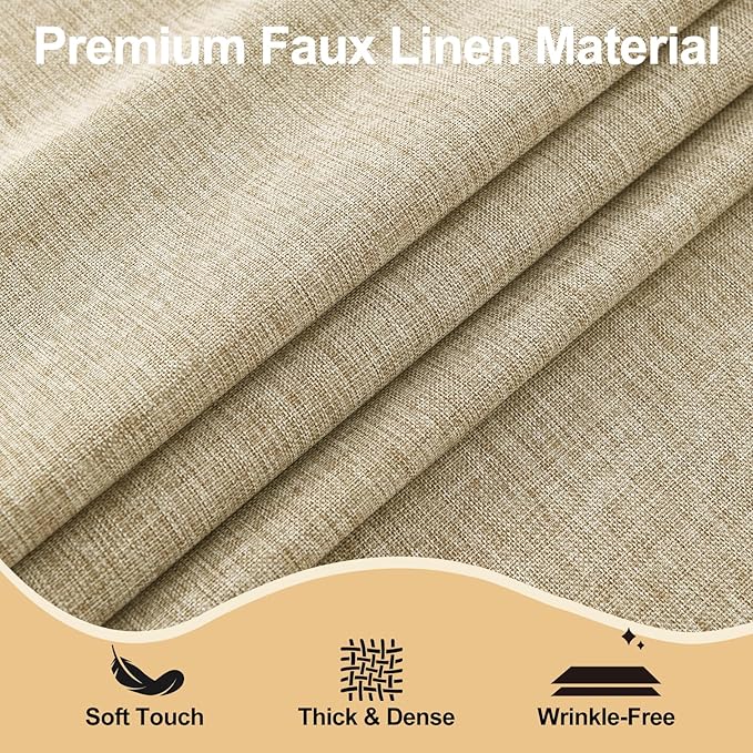 JIUZHEN Faux Linen Rectangle Tablecloth, Wrinkle Stain Resistant Farmhouse Textured Table Cloth Decorative Fabric for Kitchen, Dining, Party, Wedding,Outdoor Use,90 x 156 Inch,Beige