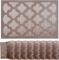 Elegant Placemats Vinyl Woven Heat-Resistant Placemats Set of 8 Washable Easy to Clean Table Mats for Dining Room and Decorate (Champagne)