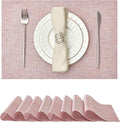 Leetaltree Luxury Pink Iridescent Placemats Set of 8 - Waterproof Washable for Wedding, Anniversary, Festive and Daily Use - Sparkling Table Mats Table Decor - Hand-Cut