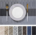 LEXMORE Placemats Vinyl/Plastic Woven Place Mats for Kitchen Table Indoor/Outdoor Washable Placemat Wipeable Dining Table Mats Set of 12 (Silver Gray Black)