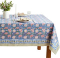 ATOSII Clover Pink 100% Cotton Rectangle Boho Fall Tablecloth, Handblock Floral Table Cloth Linen for Kitchen Dining I Parties Wedding Outdoors Christmas Thanksgiving I 72 X 120 Inches I 10 Seater