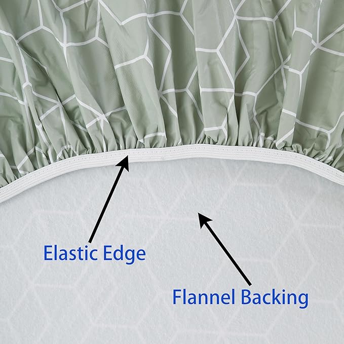 Walrus Round Vinyl Fitted Tablecloth with Flannel Backing Elastic Edge Design Table Cover Waterproof Oil-Proof PVC Table Cloth Stain-Resistant Best for 37"-44" Round
