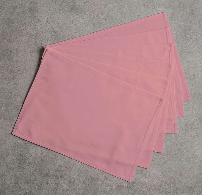 Calicot Placemats Set of 6 100% Cotton Washable Cloth Place Mats, Reusable Table Mats for Spring/Summer & Thanksgiving Christmas Decorations Kitchen Dining Party Wedding (Dusty Rose, 13" x 19")