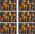 Placemats, Colorful Spices Placemats 12x18 Inch Waterproof Non-Slip Washable Table Mats for Kitchen Dining Party Table Decor,Set of 6