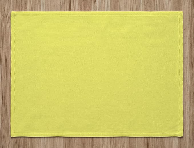 Calicot Placemats Set of 6 100% Cotton Washable Cloth Place Mats, Reusable Table Mats for Spring/Summer & Thanksgiving Christmas Decorations Kitchen Dining Party Wedding (Lemon Yellow, 13" x 19")