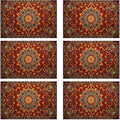 Ethnic Boho Placemats Set of 6, Southwest Orange Blue Teal Carpet Woven Texture Linen Washable Table Mats for Christmas, Thanksgiving, Party, and Dining 12x18 in