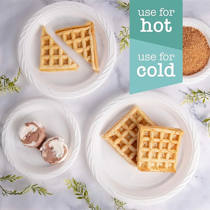 100 Count Disposable 6 Inch White Plastic Dessert Plates