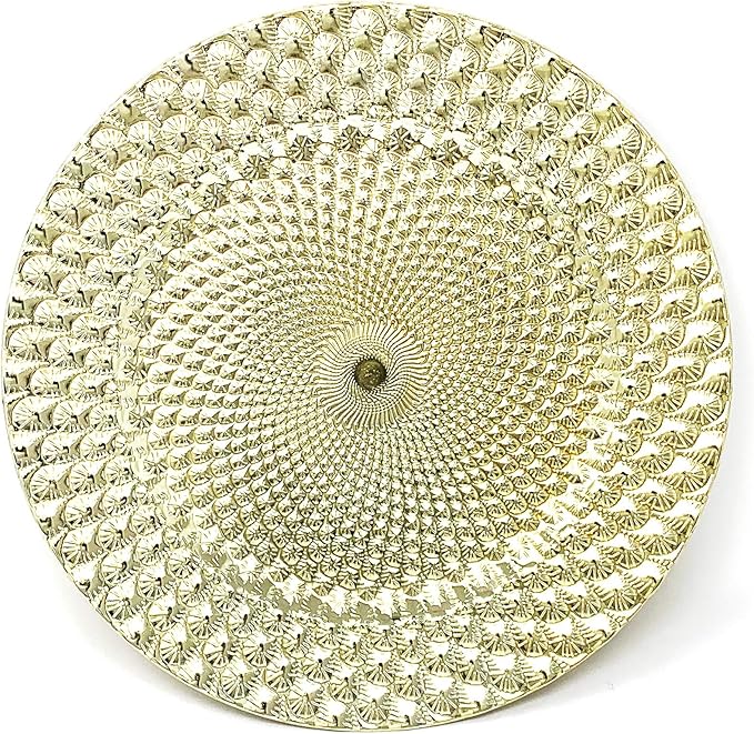 allgala 13-Inch 6-Pack Heavy Quality Round Charger Plates-Peacock Gold-HD80361