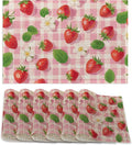 Placemats12x18 Inch,Pink Plaid Placemats,Strawberries Kitchen Dining Coffee Table Mats Set of 6 for Home Indoor Outdoor Party