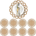 13.8" Corn Husk Woven Round Placemats Set of 8 - Wicker Boho Farmhouse Placemats - Rattan Table Mats Like Water Hyacinth for Dining Table, Wedding, Home