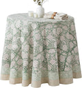 ATOSII Jade 100% Cotton Boho Round Tablecloth, Block Print Floral Table Cloth Linen for Dining, Parties, Weddings, Outdoors I Table Decor I 60" Inches Round