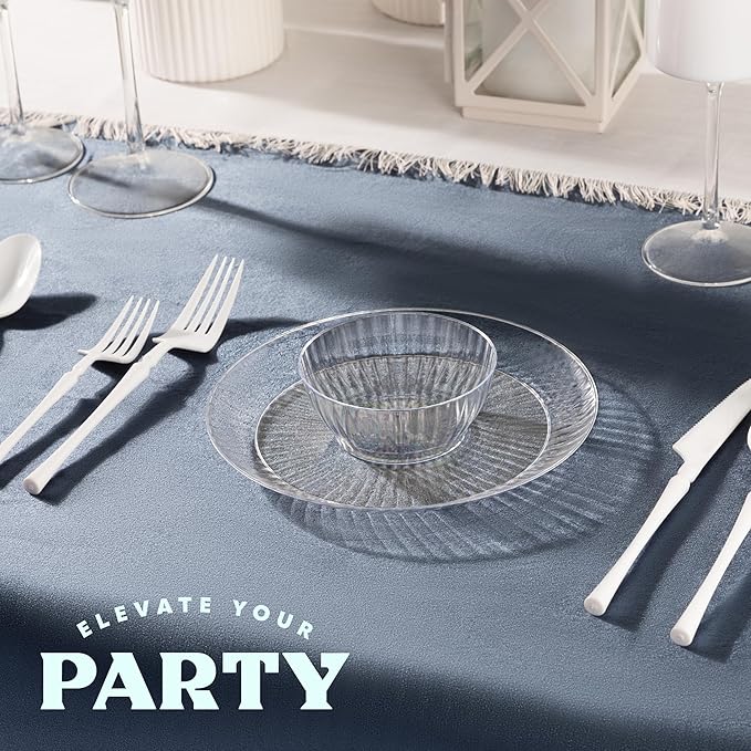 PLASTICPRO 100 Pack Small Plastic Bowls Crystal Like 6 oz Bowls Elegant Clear Plastic Bowls for Party and Occasions