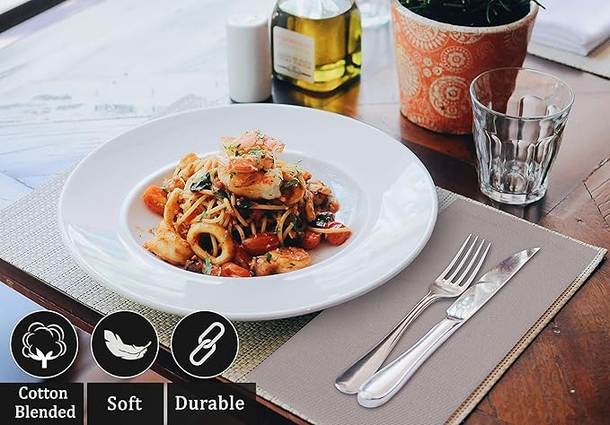 Ruvanti Cloth Napkins Set of 4, 18x18 Inches Napkins Cloth Washable, Soft, Durable, Absorbent, Cotton Blend. Table Dinner Napkins Cloth for Hotel, Lunch, Restaurant, Wedding Parties - Coffee Grey