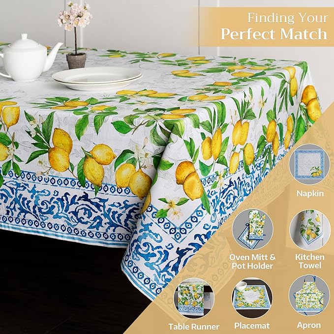 Maison d' Hermine Table Cloth Rectangle Table 100% Cotton 60 x 108 Inches Tablecloth Reusable Decorative for Dining Room Farmhouse Home Valentines Day Decorations Spring Summer - Cedrat