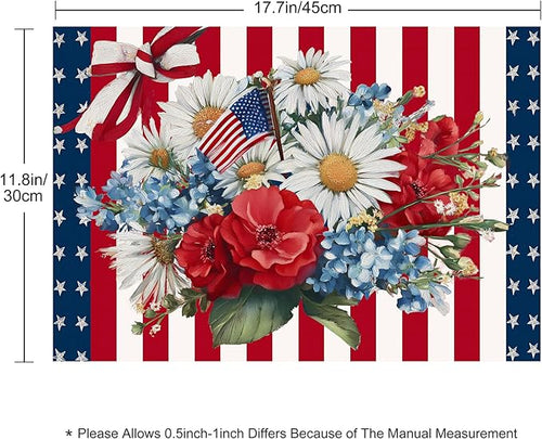 4th of July Placemats Set of 4 Washable Table Place Mats for Dining Kitchen Party Decor