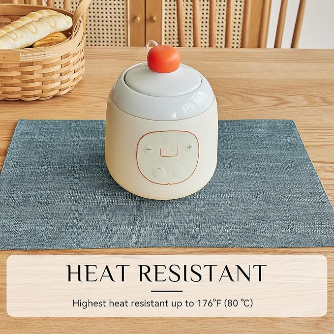 Softalker Faux Linen Placemats Set of 8-12 x 18 Inch, Heat Resistant Double Layered Durable Burlap Farmhouse Place Mats, Non-Slip Washable Rustic Table Mats for Dining, Kitchen, Party（Light Blue