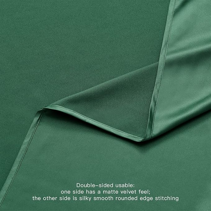 BALCONY & FALCON Rectangle Tablecloth Waterproof Table Cover Fuzzy Linen and Satin Double-Sided Usable Table Cloth for Dining, Kitchen, Cafe, Parties and Outdoor Use (Hunter Green 55x70)