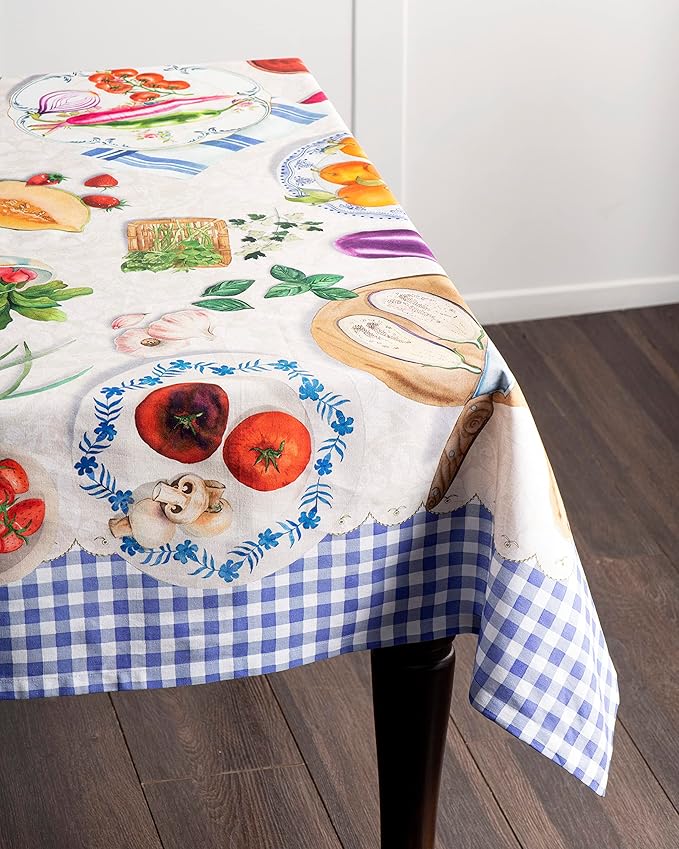 Maison d' Hermine Table Cloth Rectangle Table 100% Cotton 54 x 72 Inches Tablecloth Reusable Decorative for Dining Room Farmhouse Home Valentines Day Decorations Spring Summer - Gourmand