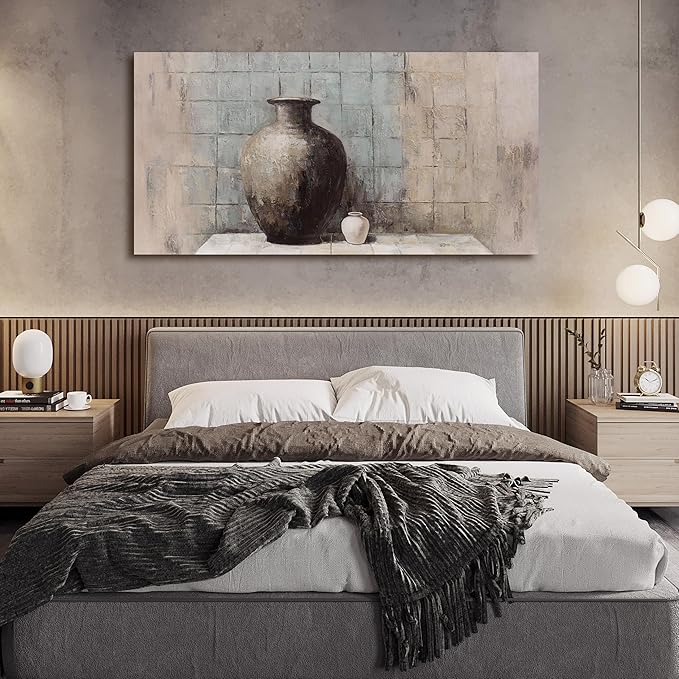 Paintings Home Decor Vintage Wall Decor Wall Decorations Rustic Farmhouse Wall Art Vase Painting Framed Art Abstract Canvas Wall Art for Living Room Bedroom Dining Room Home Office Decor 24"X48"