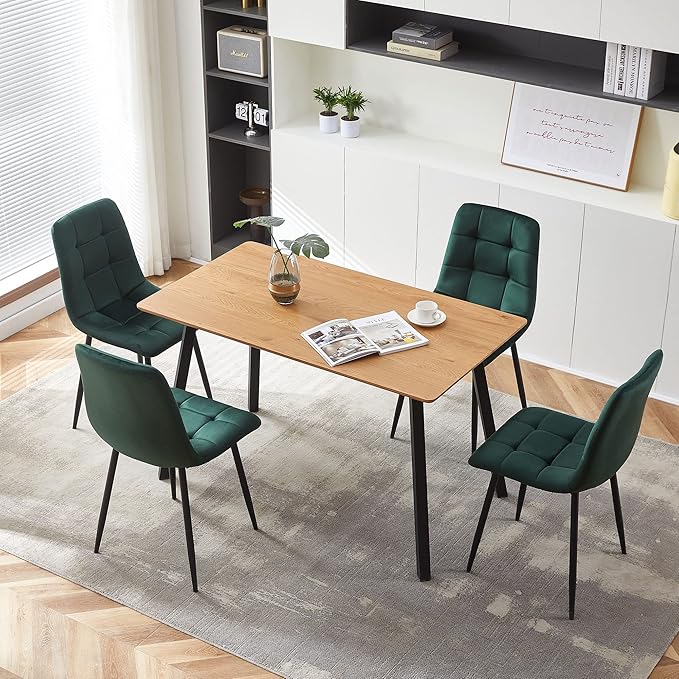 Comfy Dining Chairs Set of 4,Upholstered Velvet Home Chair Soft No Arms Accent Chairs with Back for Small Spaces,Simple Stylish Dining Chair for Kitchen,Dining Room