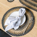 Homespice Kilimanjaro Round Braided Placemats, Warm Primitive Decor, Set of 2, 15" Black and Tan Jute Table Mats - Vibrant Colors, Durable, Easy to Clean and Protects Furniture