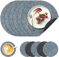 13" Round Placemats Set of 6, NCUE Dual-Sided Faux Leather Heat Resistant Table Mats, Waterproof Oilproof Washable Protective Table Placemats with Coaster, Wipeable Vinyl for Indoor & Outdoor Use