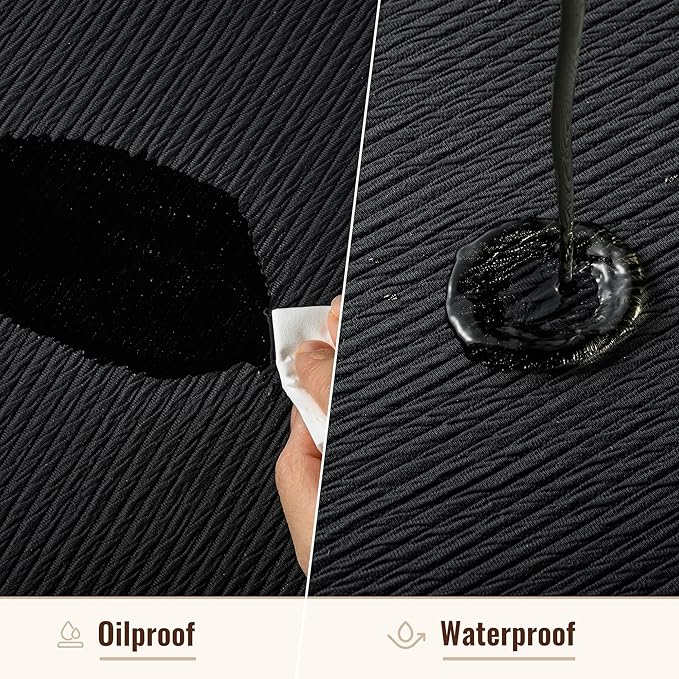 Jovono 15" Faux Leather Big Round Placemats Set of 4 - Washable Heat Resistant Non-Slip Dining Table Mats with Fabric Texture for Kitchen Home Party Decor, Black