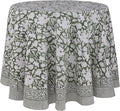 ATOSII Meraki Green 100% Cotton Round Spring Tablecloth, Handblock Print Floral Table Cloth for Kitchen Dining Linen I Parties, Weddings, Outdoors, Christmas, Easter Home Decor 90" Inches Round