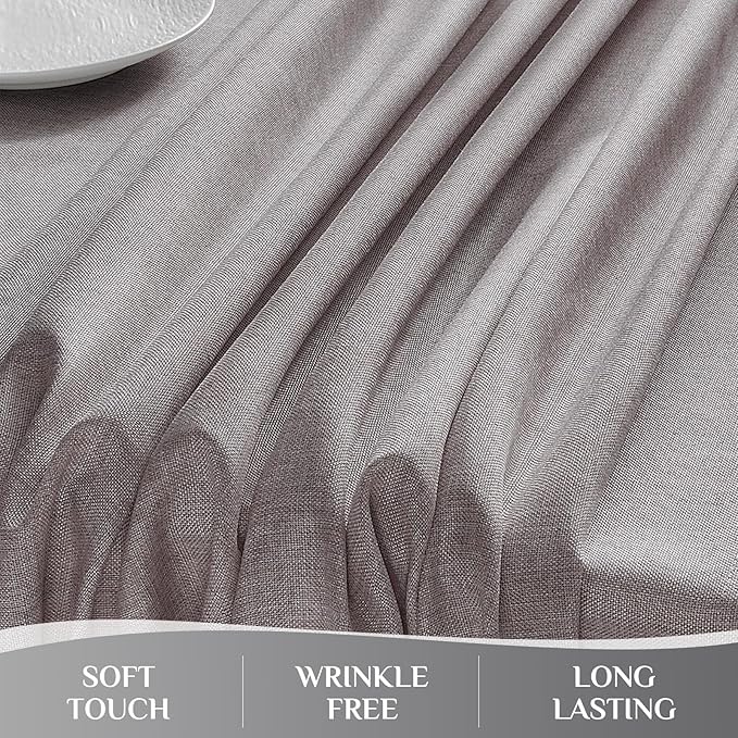Softalker Large Rectangular Tablecloths 144x60 inch Gray Faux Linen Table Cloth Outdoor Waterproof Stain and Wrinkle Resistant Table Cover for 6/8 Foot Rectangle Tables for Party Graduation