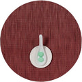 Chilewich Bamboo Placemats Set of 4 - Round Woven Placemats - Reusable, Stain-Resistant, Indoor/Outdoor Tabletop Protection - 15" - Cranberry