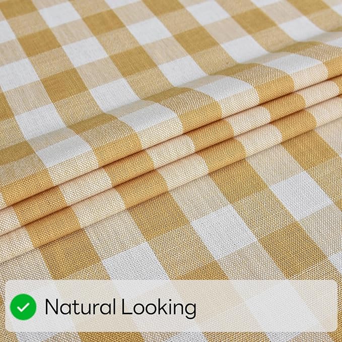 Gingham Table Cloth for Rectangle Tables Yellow Checkered Plaid Tablecloth Heavy Duty Cotton Blend Washable & Wrinkle Table Cover for Outdoor Kitchen Dining Picnic Camping (52x86 Inch)