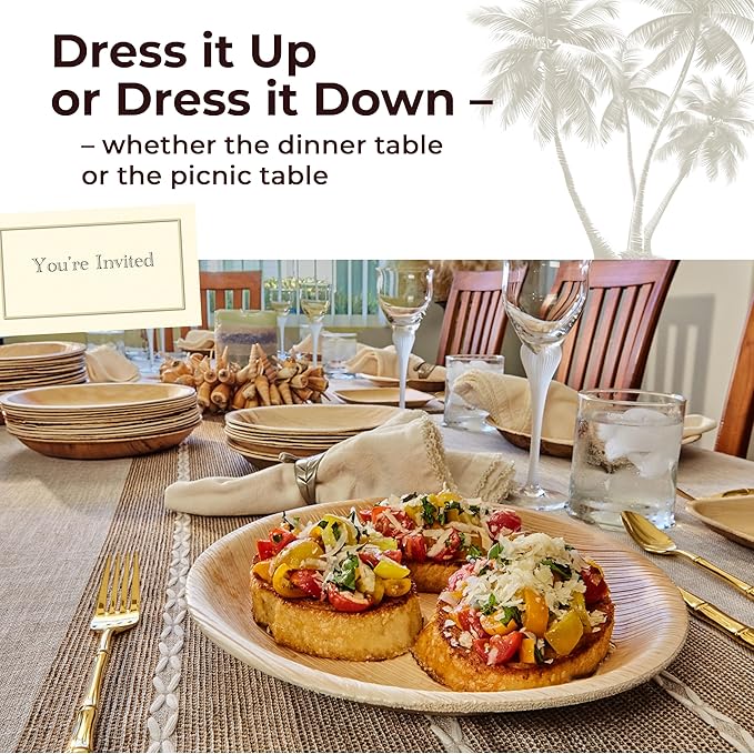 Indie Palm Disposable Palm Leaf Plates – 100 Pack 10 Inch Round – Heavy Duty, 100% Compostable & Biodegradable – Eco-Friendly Alternative to Plastic & Bamboo – Perfect for Parties & Events